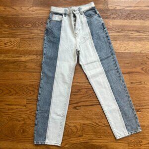 PACSUN 90s Boyfriend Jeans Y2K Retro Two Tone Blue Color Block High Rise size 26